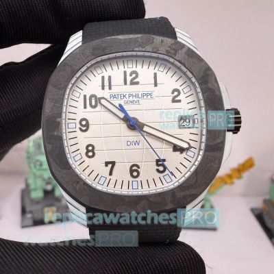 DIW Super Clone Patek Philippe Aquanaut White Dial Carbon Fiber Case Watch 